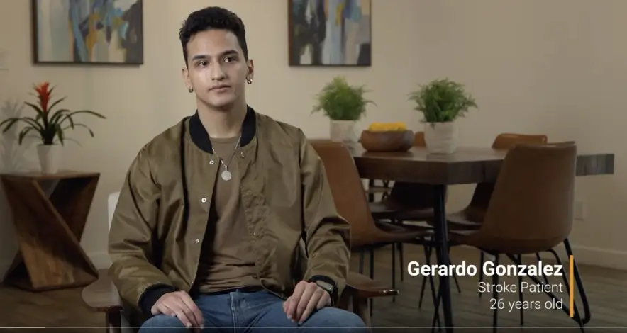 Screenshot of Gerado Gonzalez, a 26-year old stroke patient