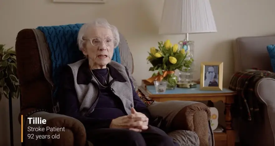 Screenshot of Tillie, a 92-year old stroke patient